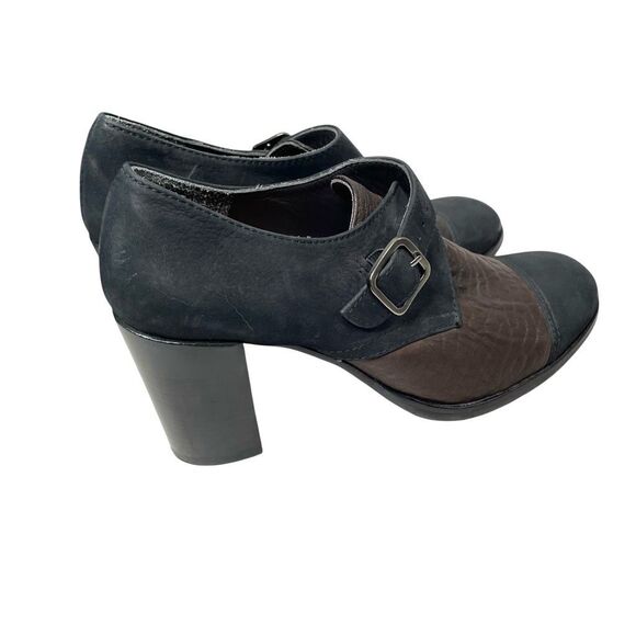 Chie Mihara block heel leather heels booties Size 38 black brown classy - Picture 10 of 11